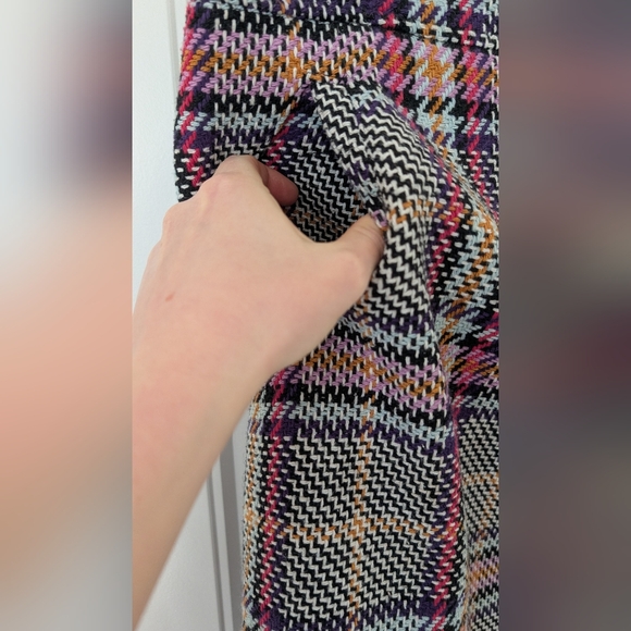 Halogen Colorful Plaid Tweed Pencil Skirt with Side Slit - Picture 5 of 11